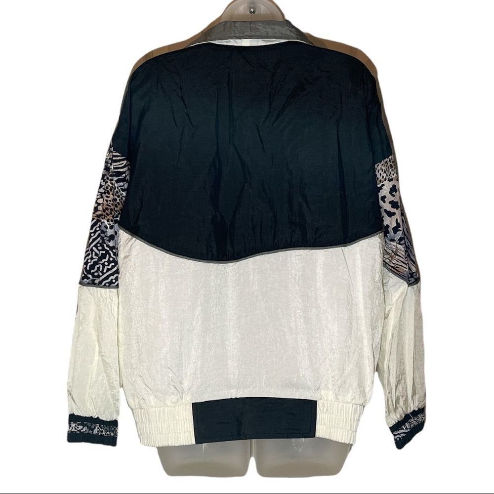 Vintage Ville Franche 1990s Colorblock Windbreaker Jacket Animal Print M - Picture 4 of 16